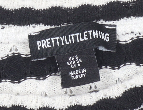 PrettyLittleThing Women’s Black White Striped Knit Jumper Size 8 - Image 4