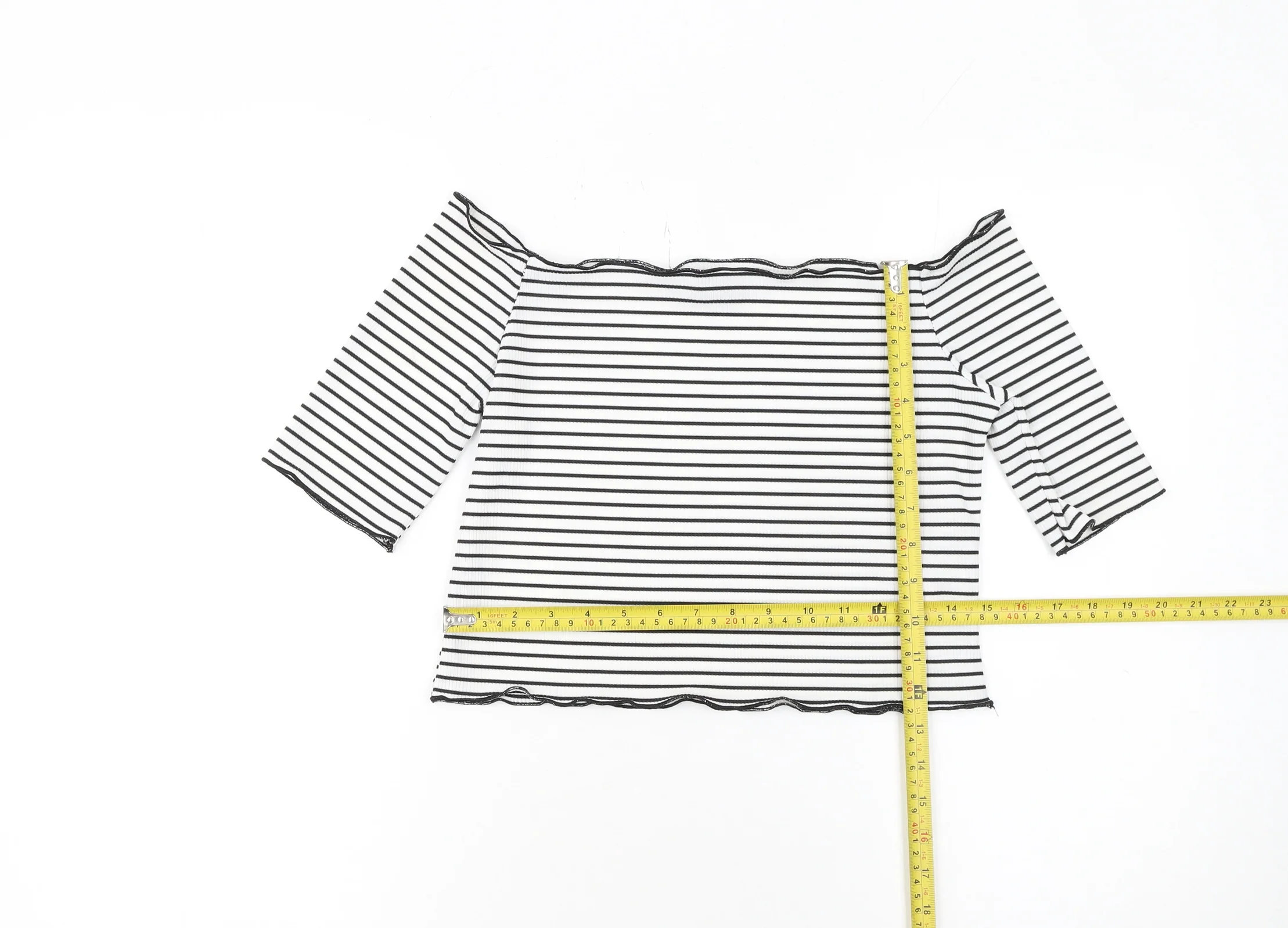 PrettyLittleThing Women’s White Striped Off Shoulder Top Size 12 - Image 2