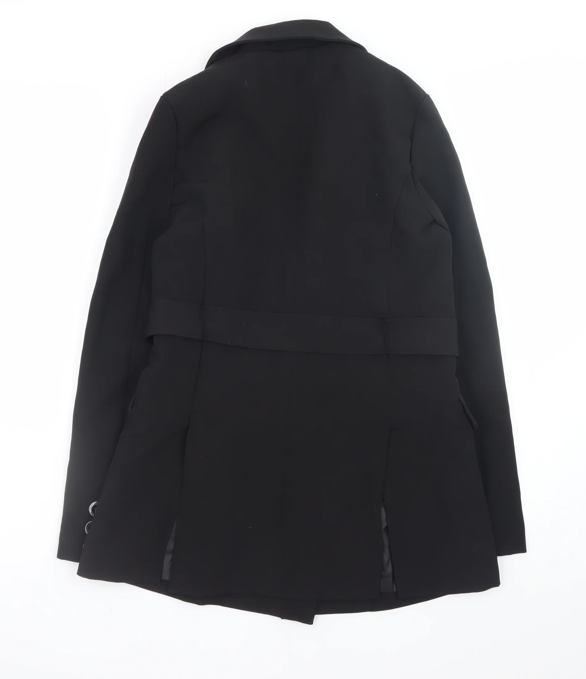 PrettyLittleThing Women's Black Belted Blazer Jacket Size 4 - Image 3