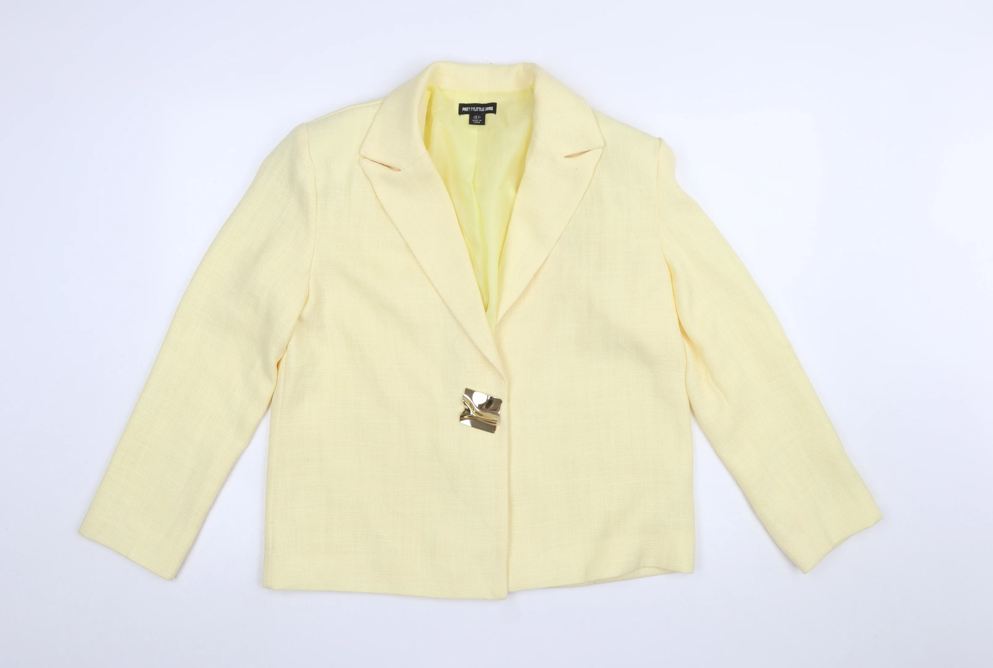 PrettyLittleThing Women's Yellow Blazer Jacket UK 6 Single-Breasted
