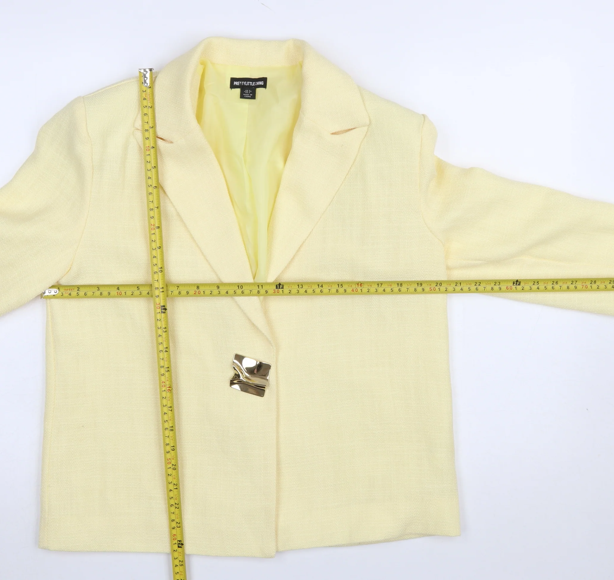 PrettyLittleThing Women's Yellow Blazer Jacket UK 6 Single-Breasted - Image 2