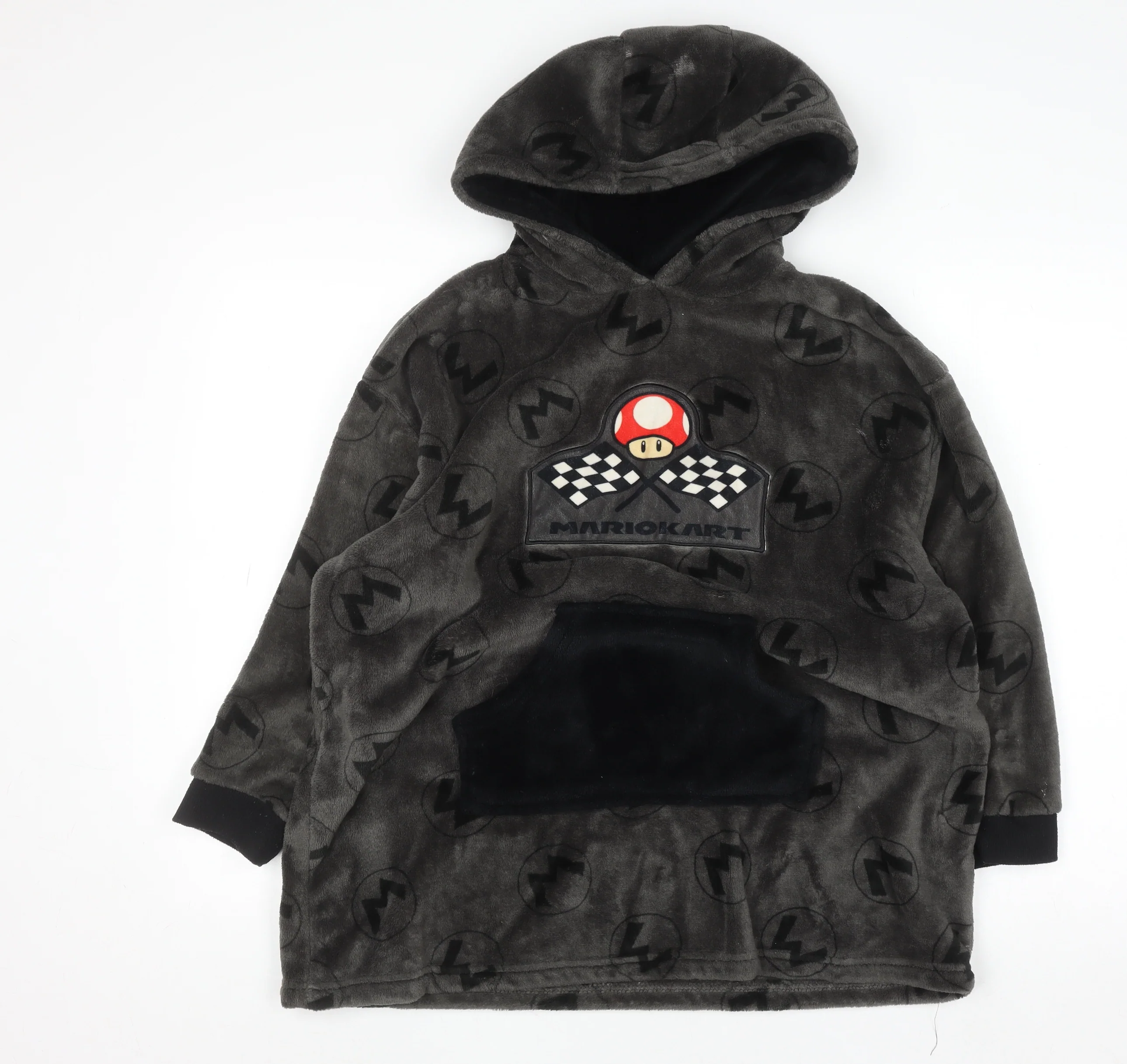 Primark Boys Grey Mario Kart Fleece Hooded Nightwear 10-12 Years