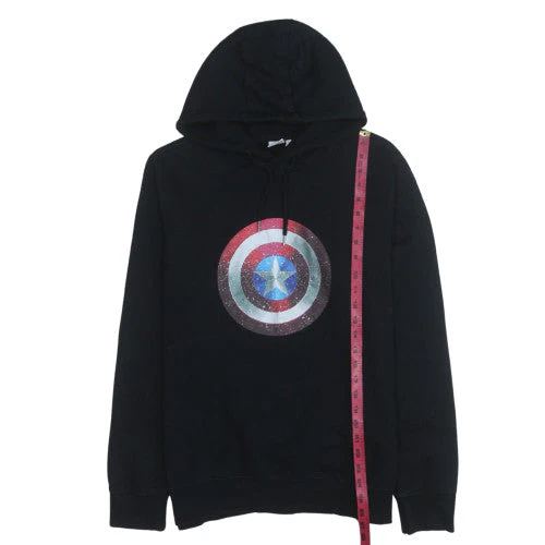 Primark Men’s Black Captain America Marvel Pullover Hoodie Size L - Image 2
