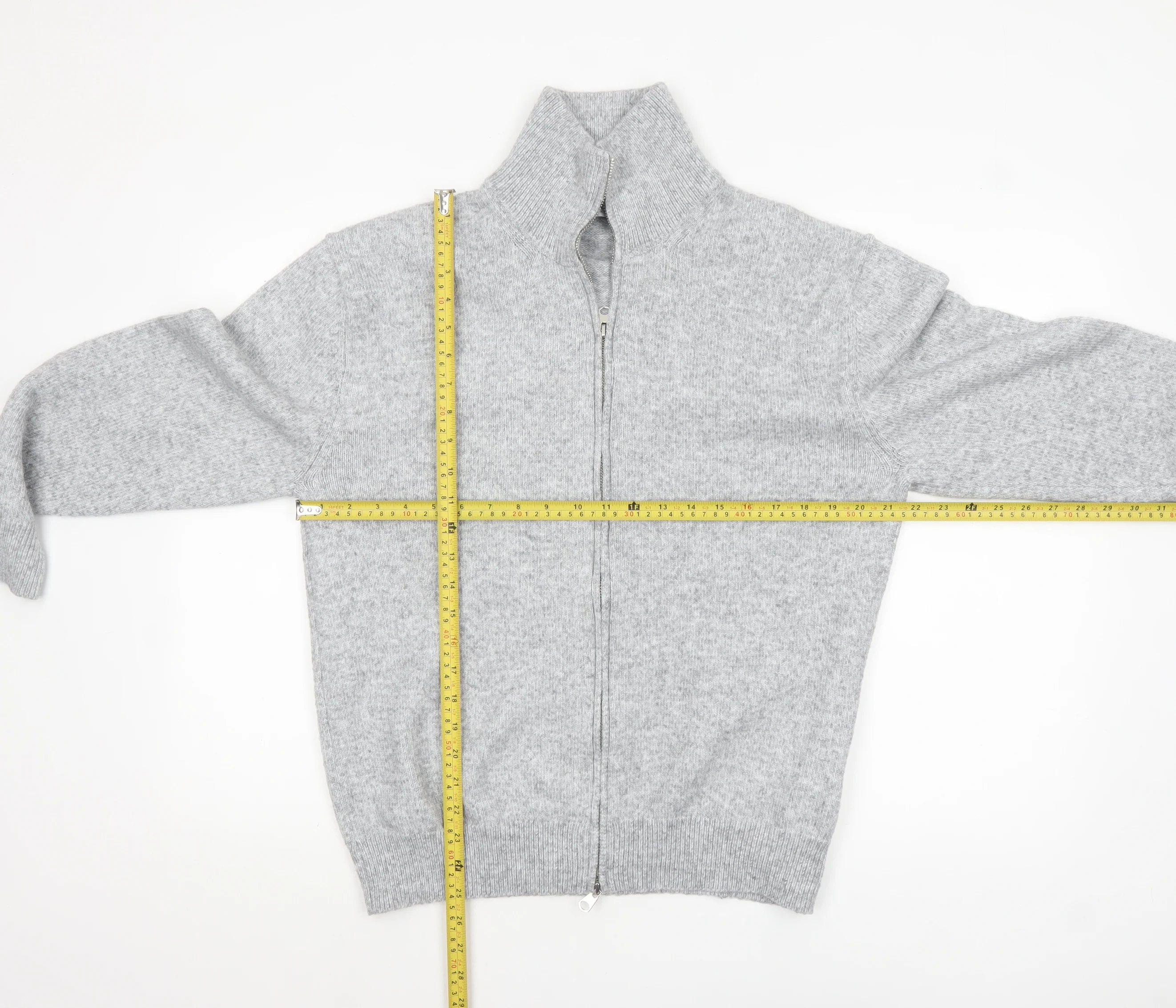 Primark Men’s Grey Full Zip Knit Jumper Medium High Neck - Image 2
