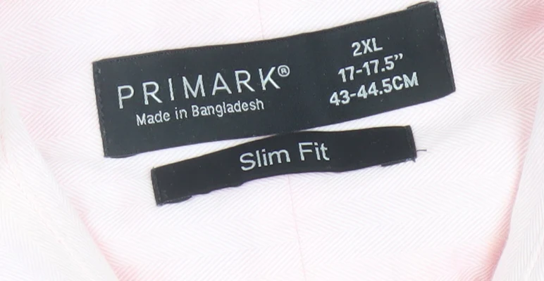 Primark Men's Pink 2XL Slim Fit Long Sleeve Formal Dress Shirt - Image 4