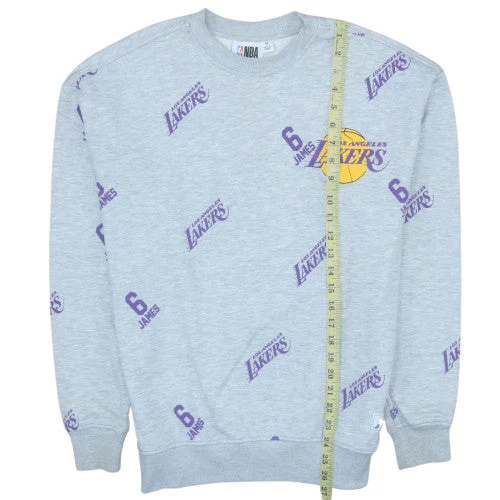 Primark NBA Los Angeles Lakers Grey Men's Medium Pullover Sweatshirt - Image 2
