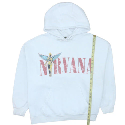 Primark Nirvana White Graphic Print Pullover Hoodie Women L - Image 3