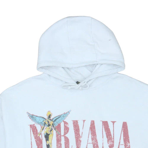 Primark Nirvana White Graphic Print Pullover Hoodie Women L - Image 7
