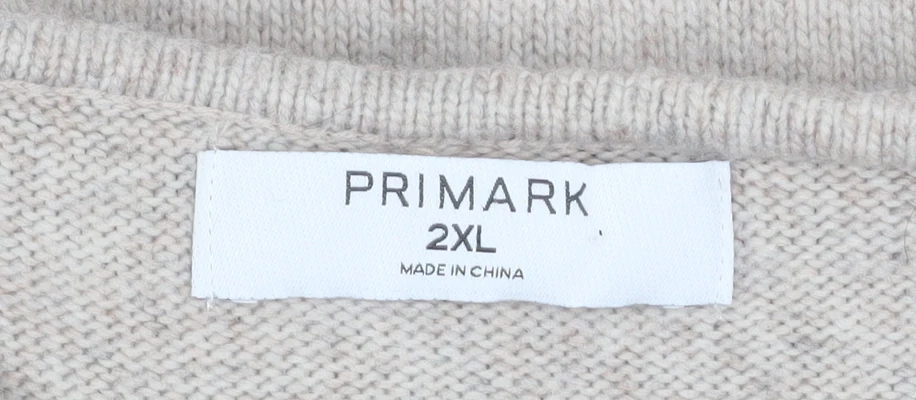 Primark Women Beige Beaded Crew Neck Pullover Jumper 2XL - Image 4