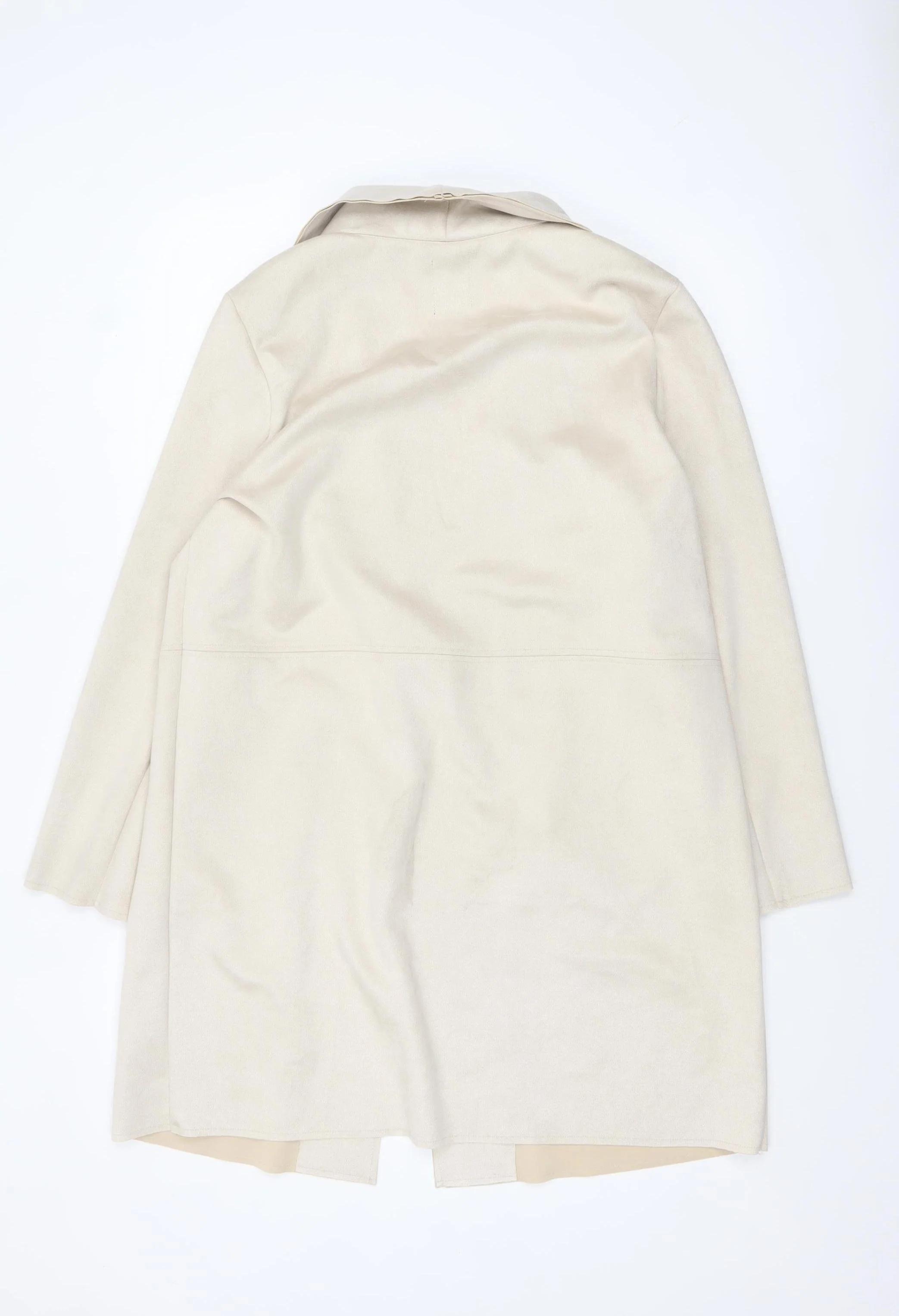 Primark Women Beige Mid-Length Overcoat Size M 12-14 Lined Button Front - Image 3