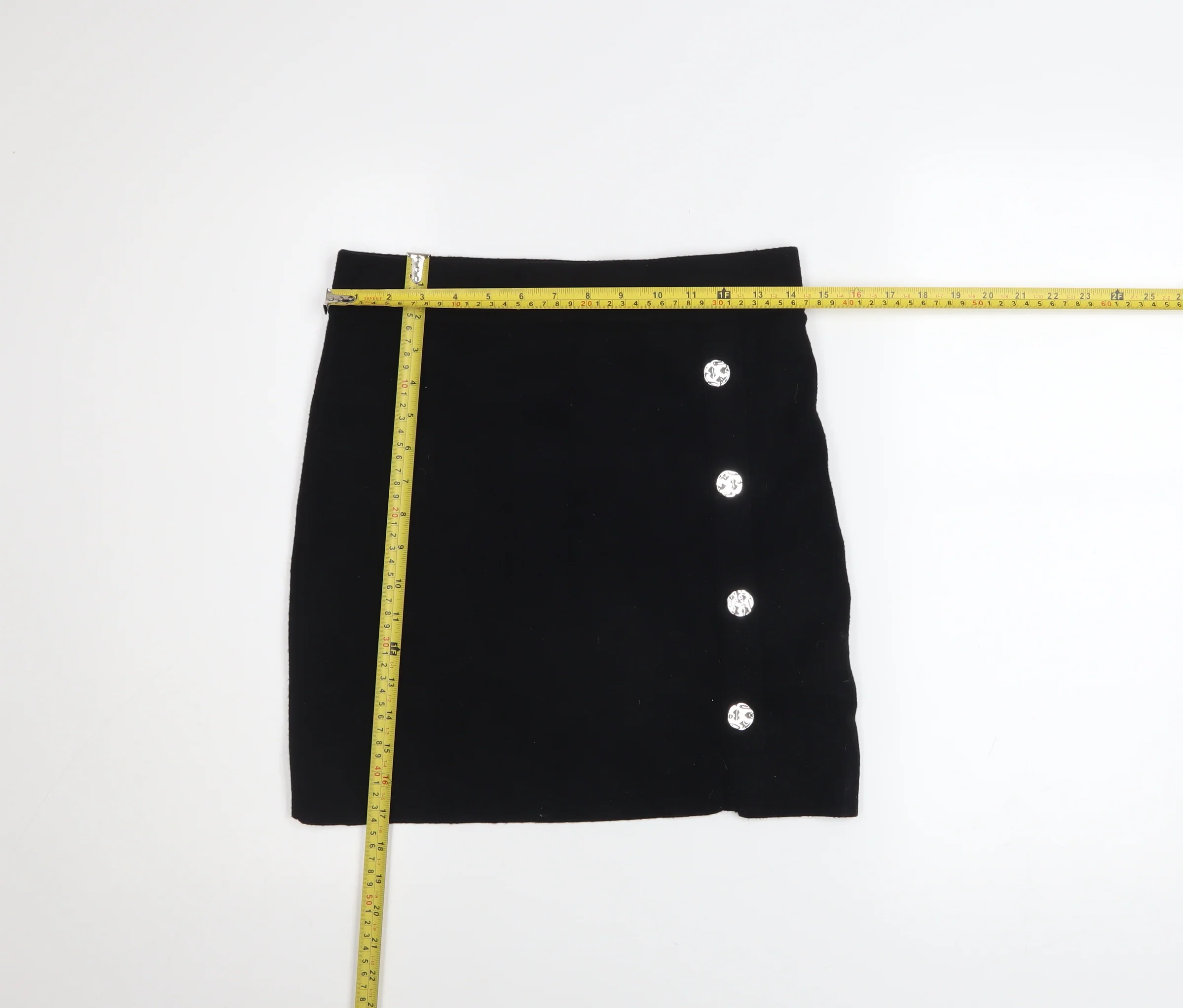Primark Women Black Short Stretch Button Pencil Skirt Size S 10/12 - Image 2