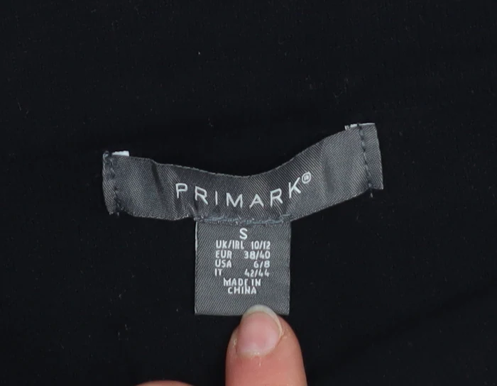 Primark Women Black Short Stretch Button Pencil Skirt Size S 10/12 - Image 4