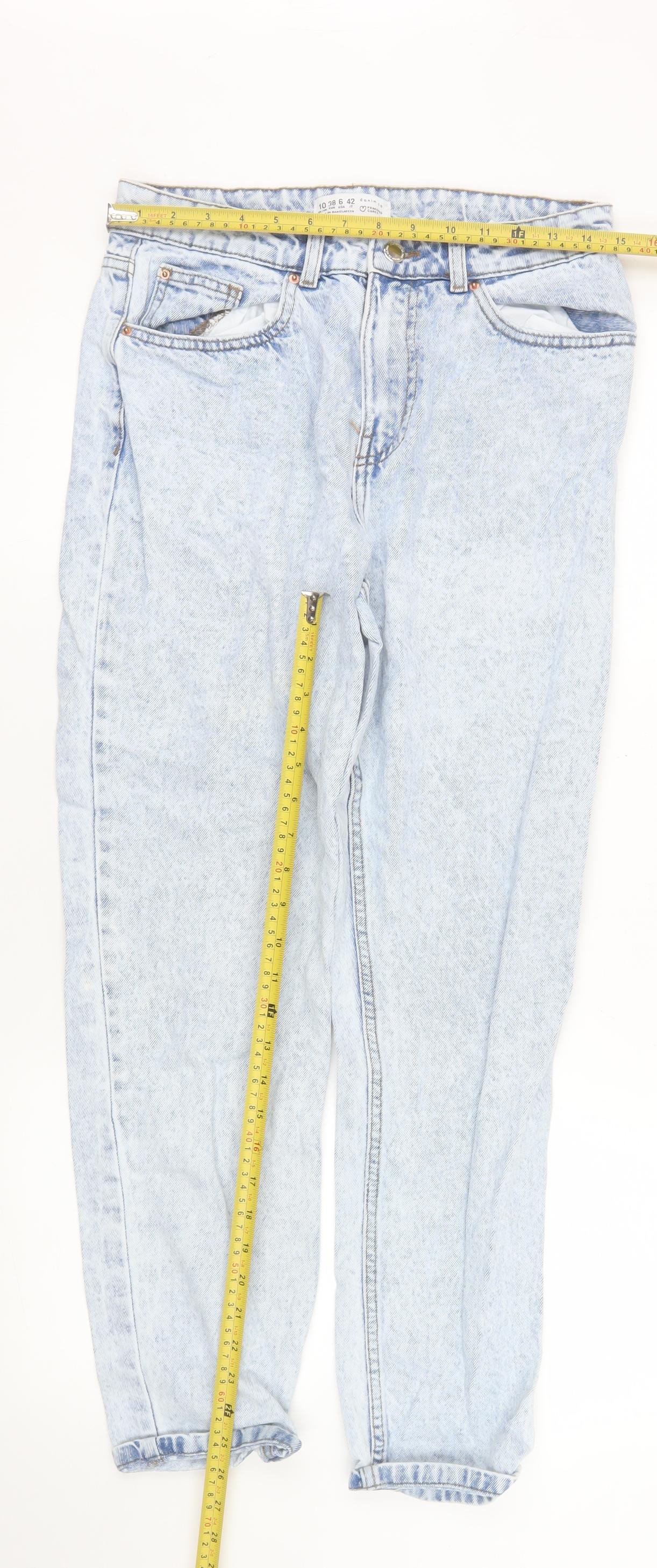 Primark Women Blue Size 10 Mom High-Waist Acid Wash Jeans - Image 2