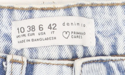 Primark Women Blue Size 10 Mom High-Waist Acid Wash Jeans - Image 4