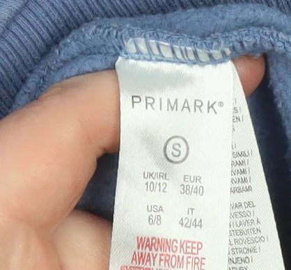 Primark Women Blue Stitch Graphic Pullover Sweatshirt Size 10/12 - Image 4