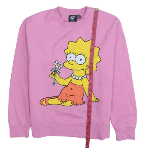Primark Women Pink Lisa Simpson Sweatshirt XS Crew Neck Cotton - Image 2