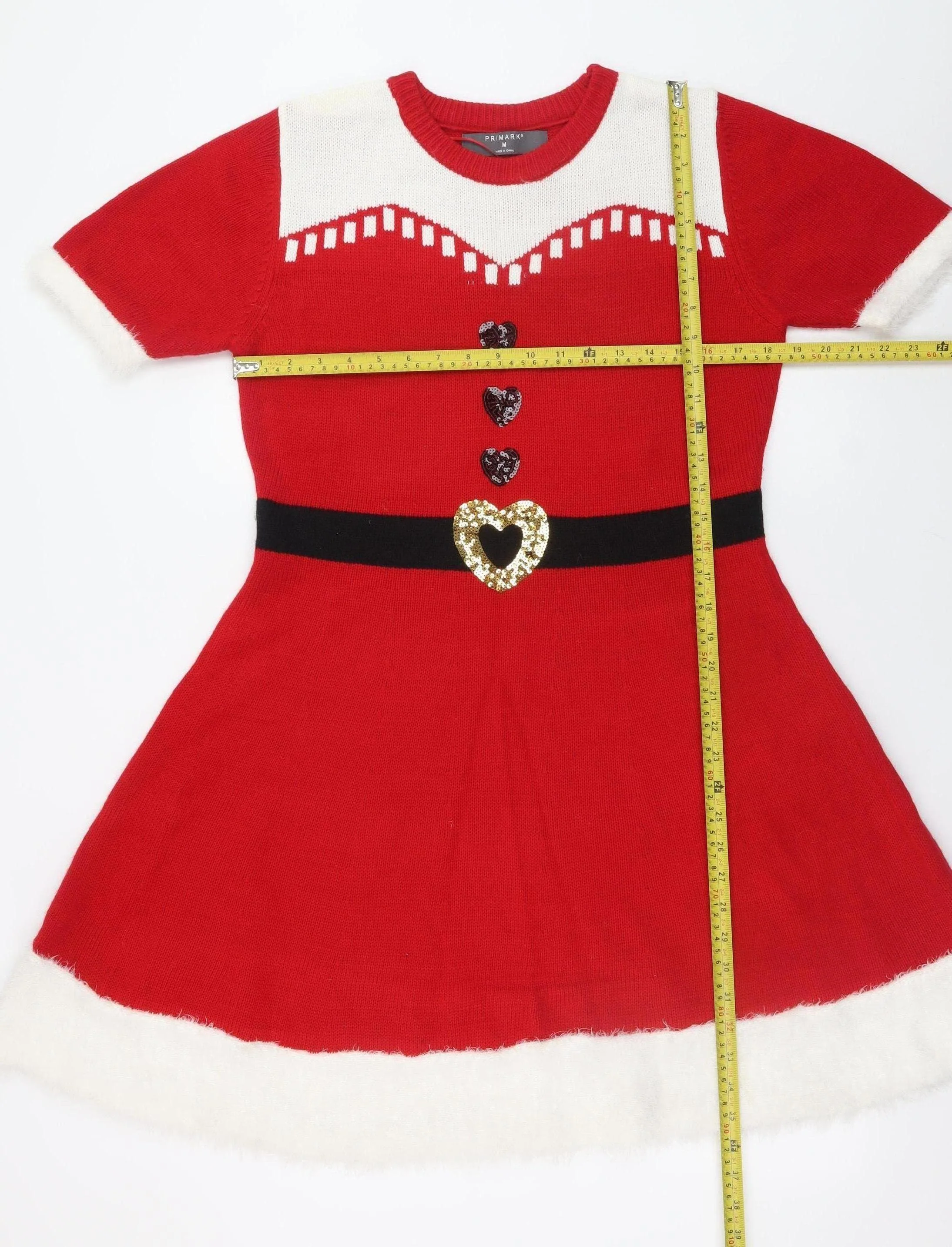 Primark Women Red Fit & Flare Christmas Knit Dress M - Image 2