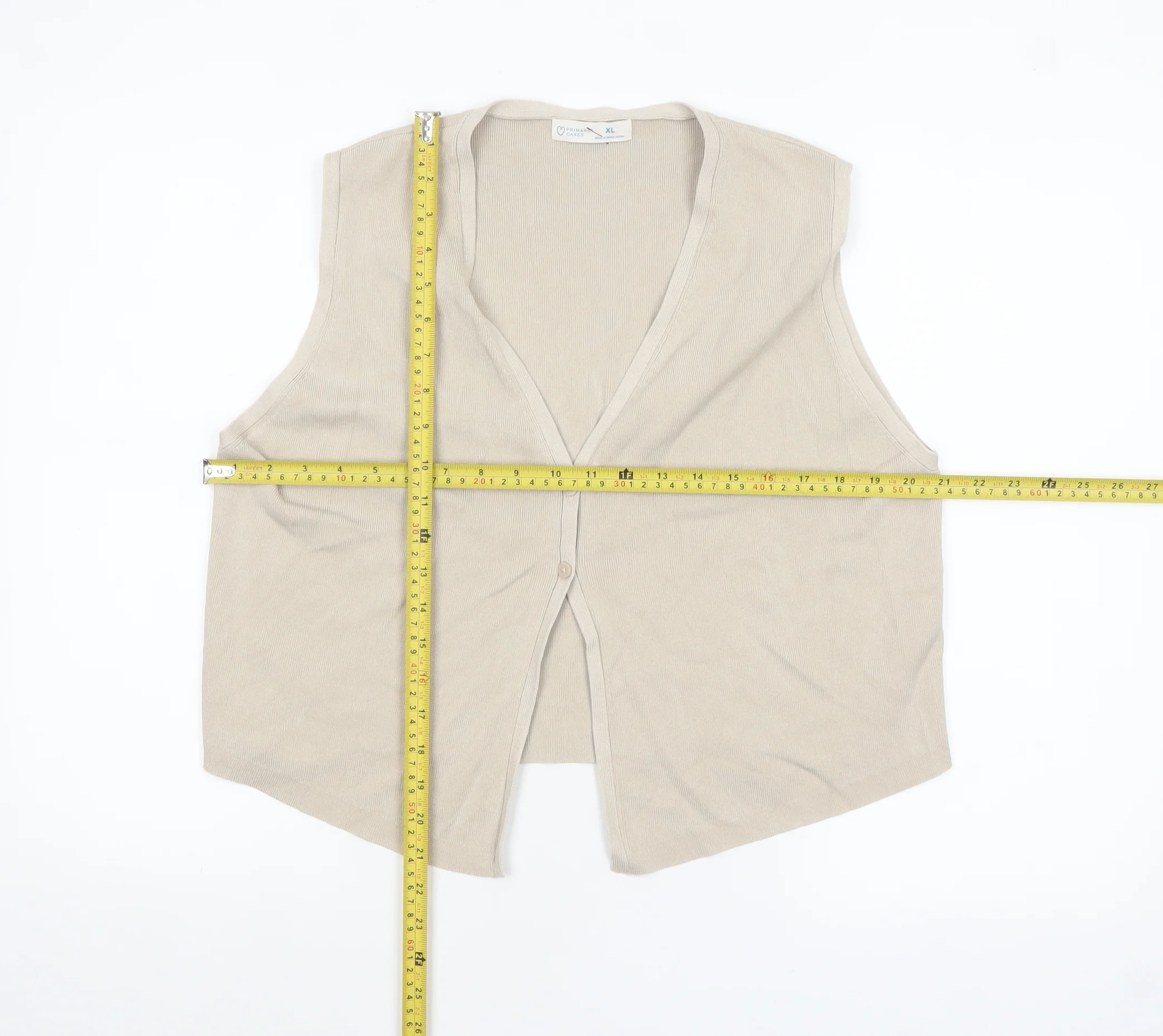 Primark Women’s Beige V-Neck Knit Sleeveless Vest XL - Image 2