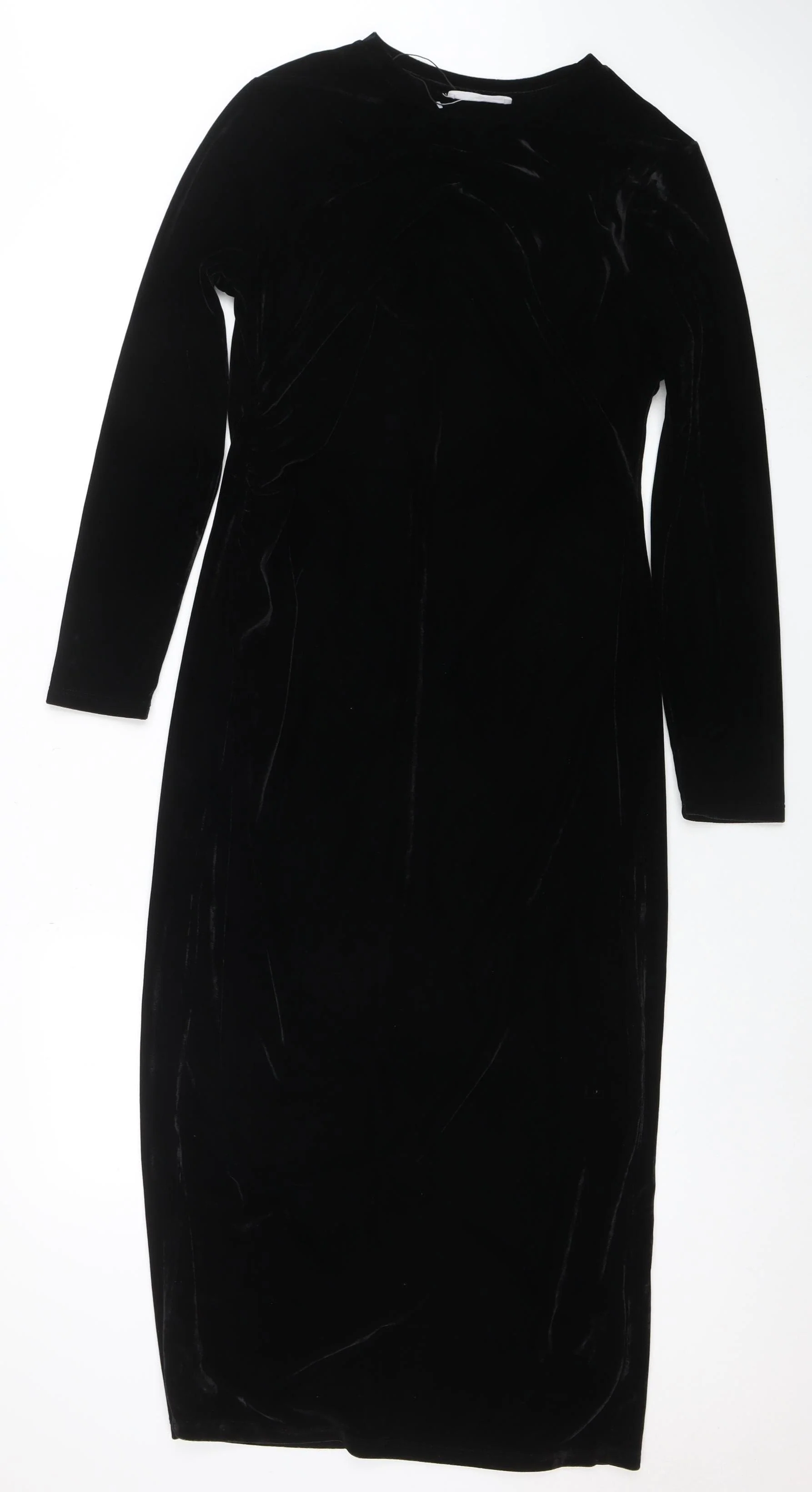 Primark Women’s Black Velvet Bodycon Midi Dress Size L 14-16