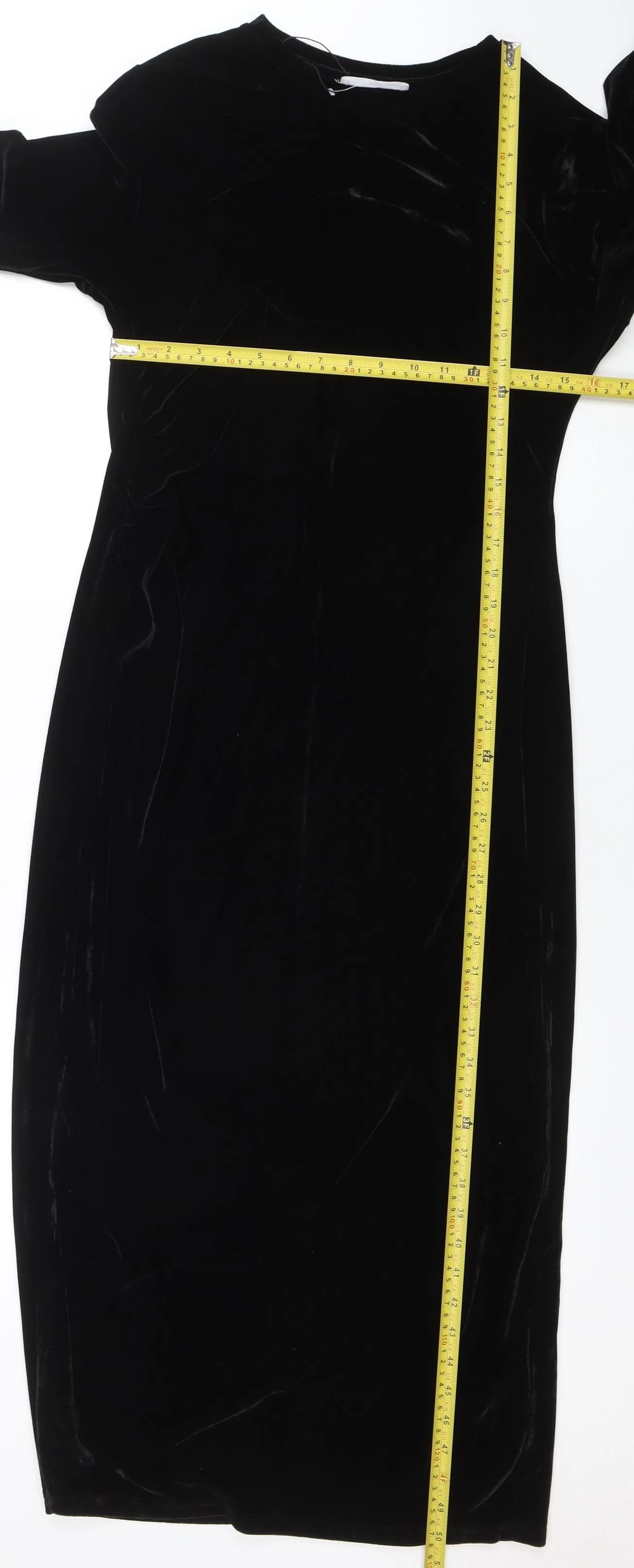 Primark Women’s Black Velvet Bodycon Midi Dress Size L 14-16 - Image 2
