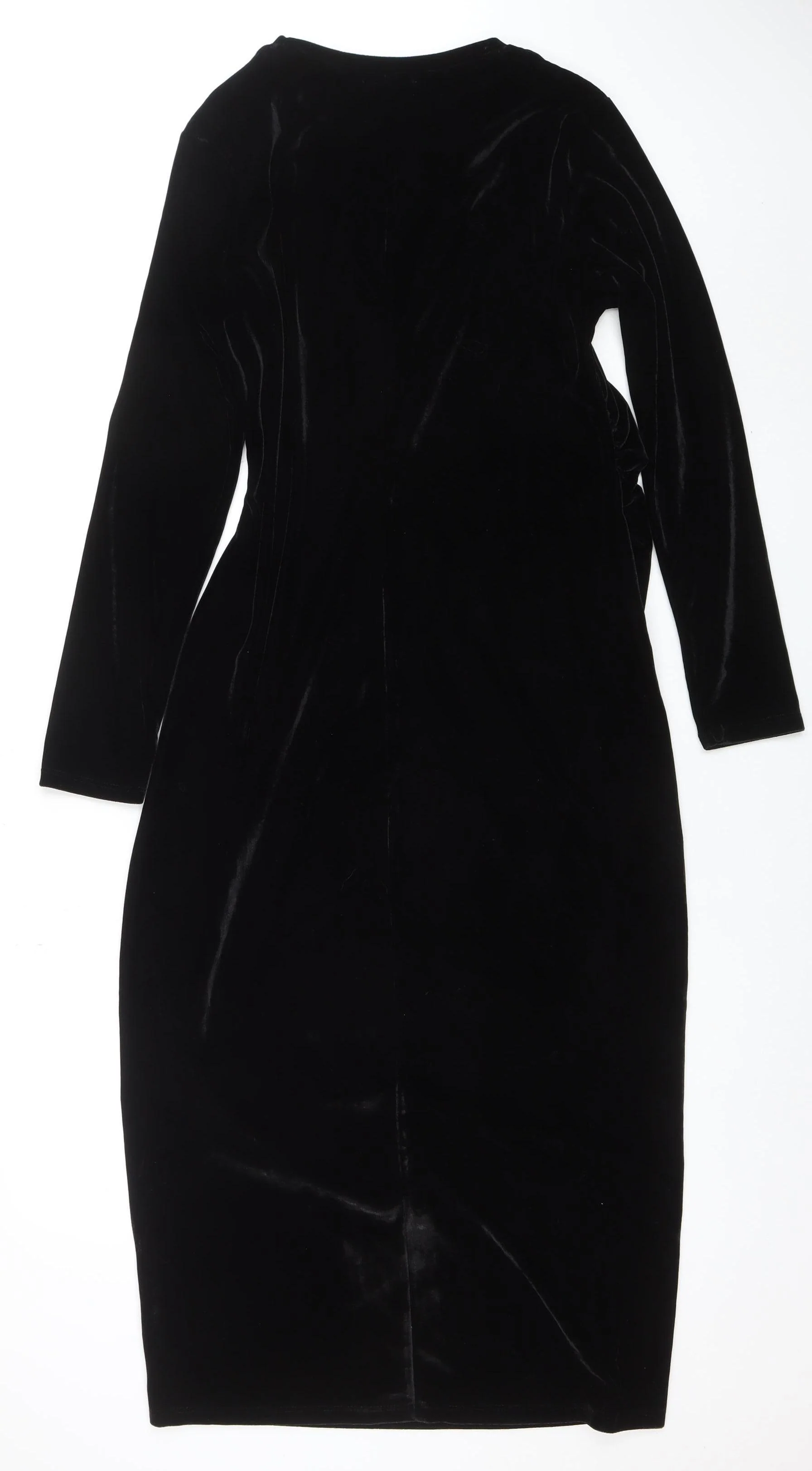 Primark Women’s Black Velvet Bodycon Midi Dress Size L 14-16 - Image 3