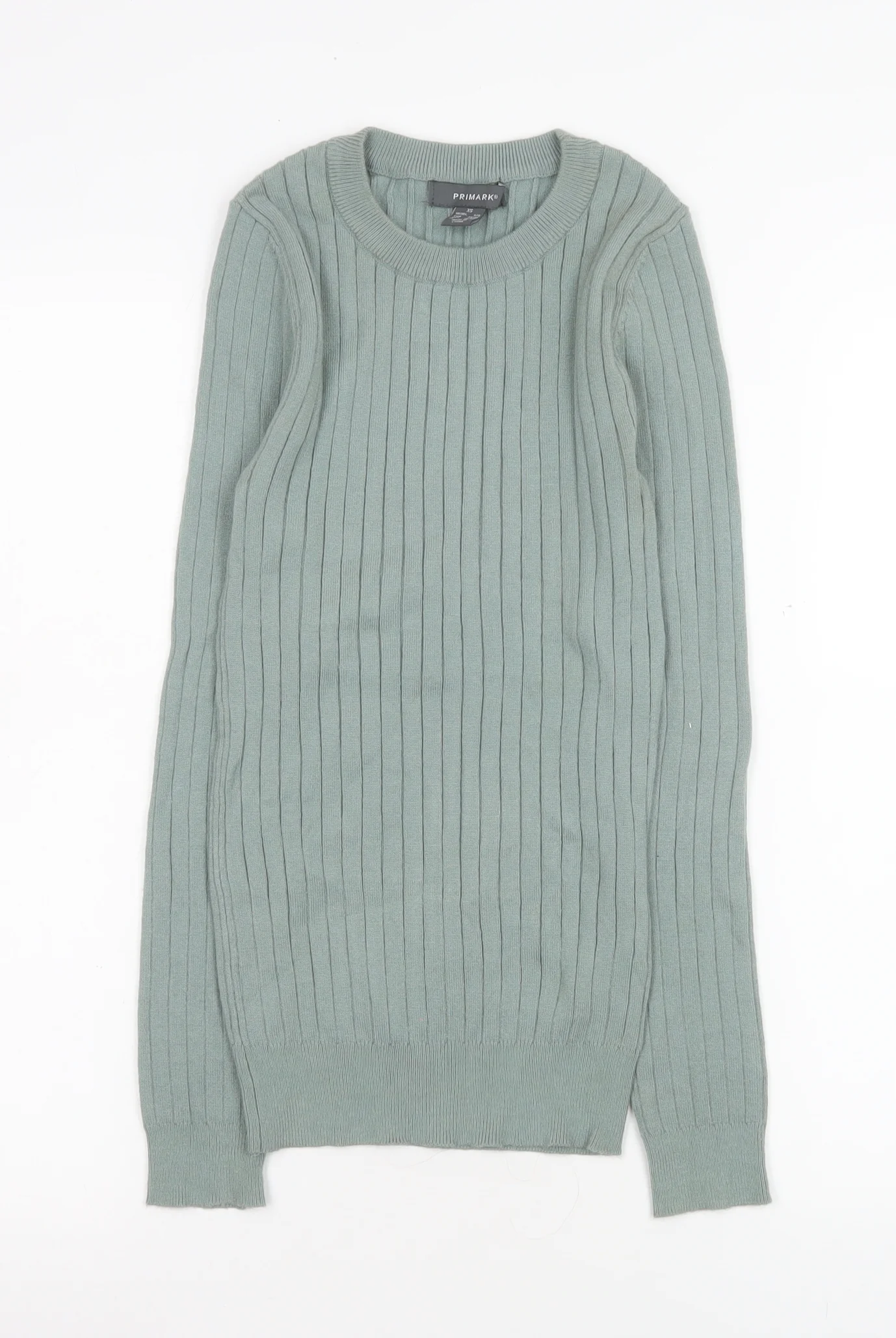 Primark Women’s Green Ribbed Crew Neck Pullover Jumper XS