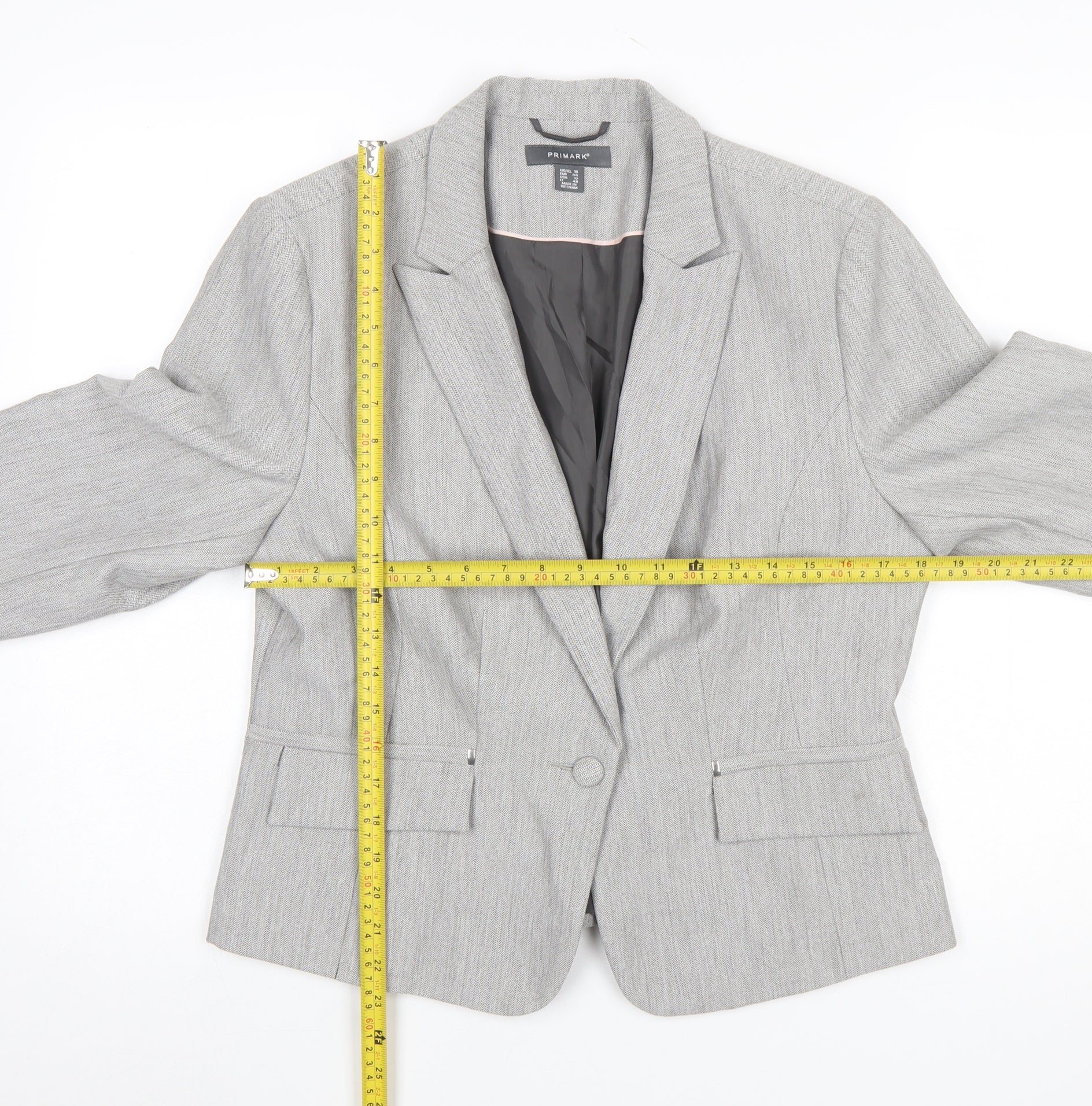 Primark Women’s Grey Classic Single-Breasted Suit Jacket UK 16 - Image 2