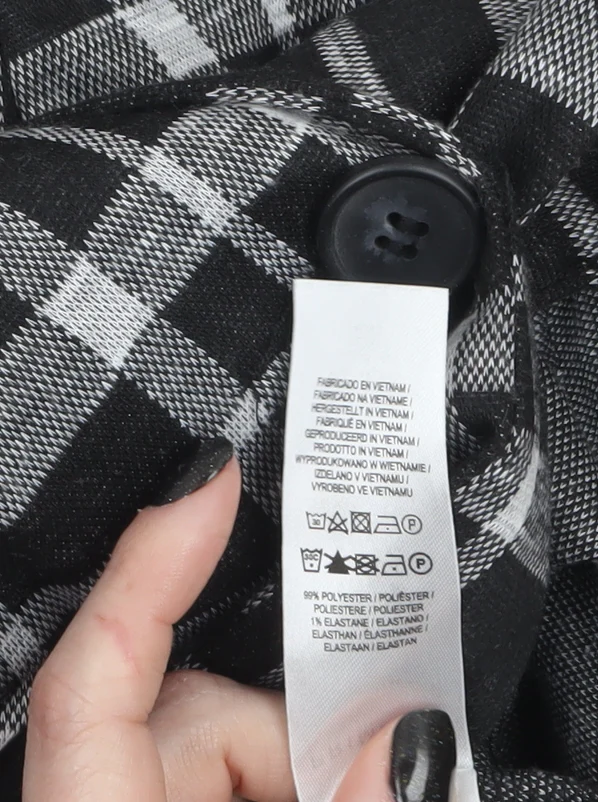 Primark Women's Black Check Single-Breasted Blazer Size 8 - Image 4