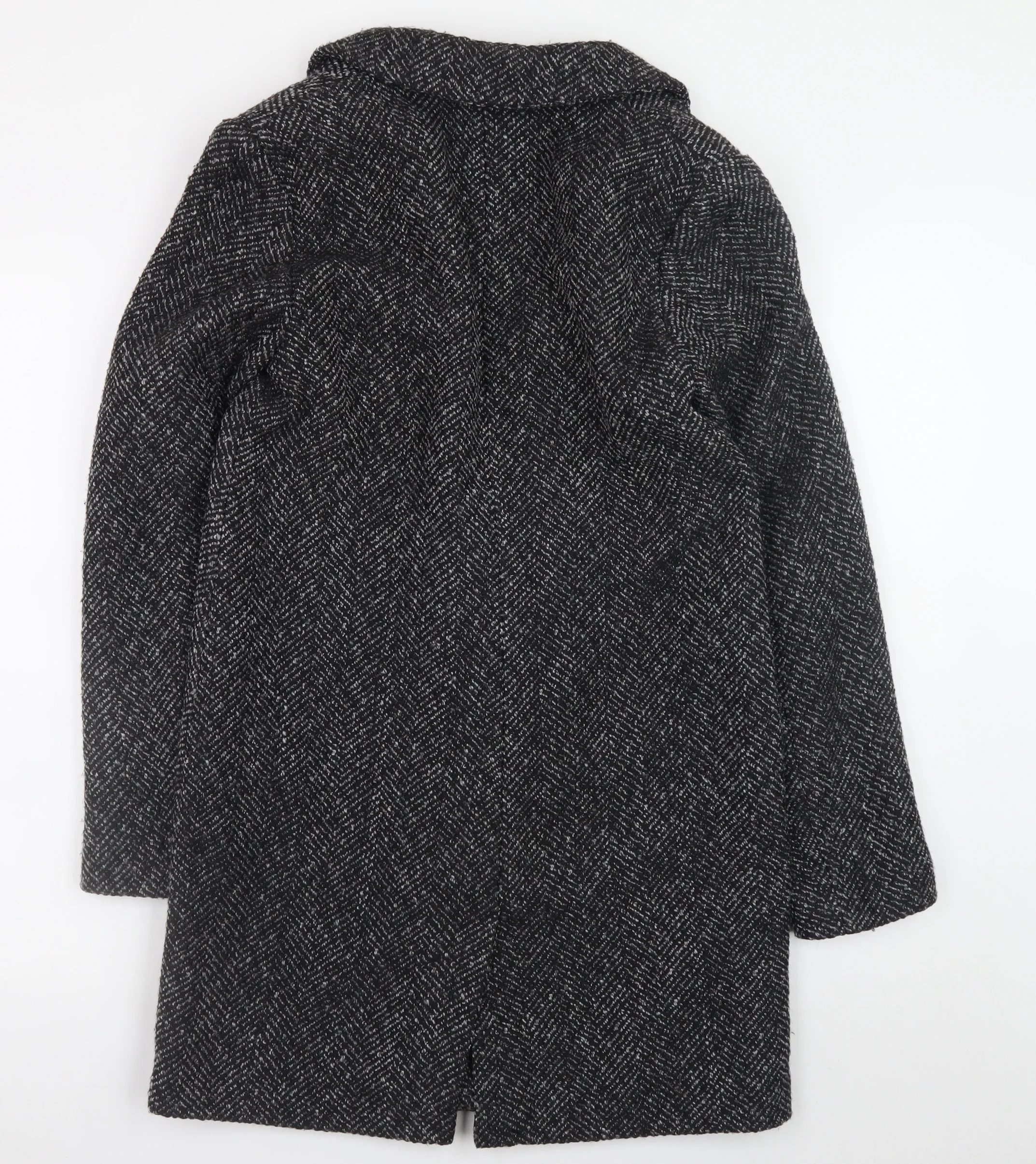 Primark Women's Black Tweed Coat Size 8 Classic Longline - Image 3