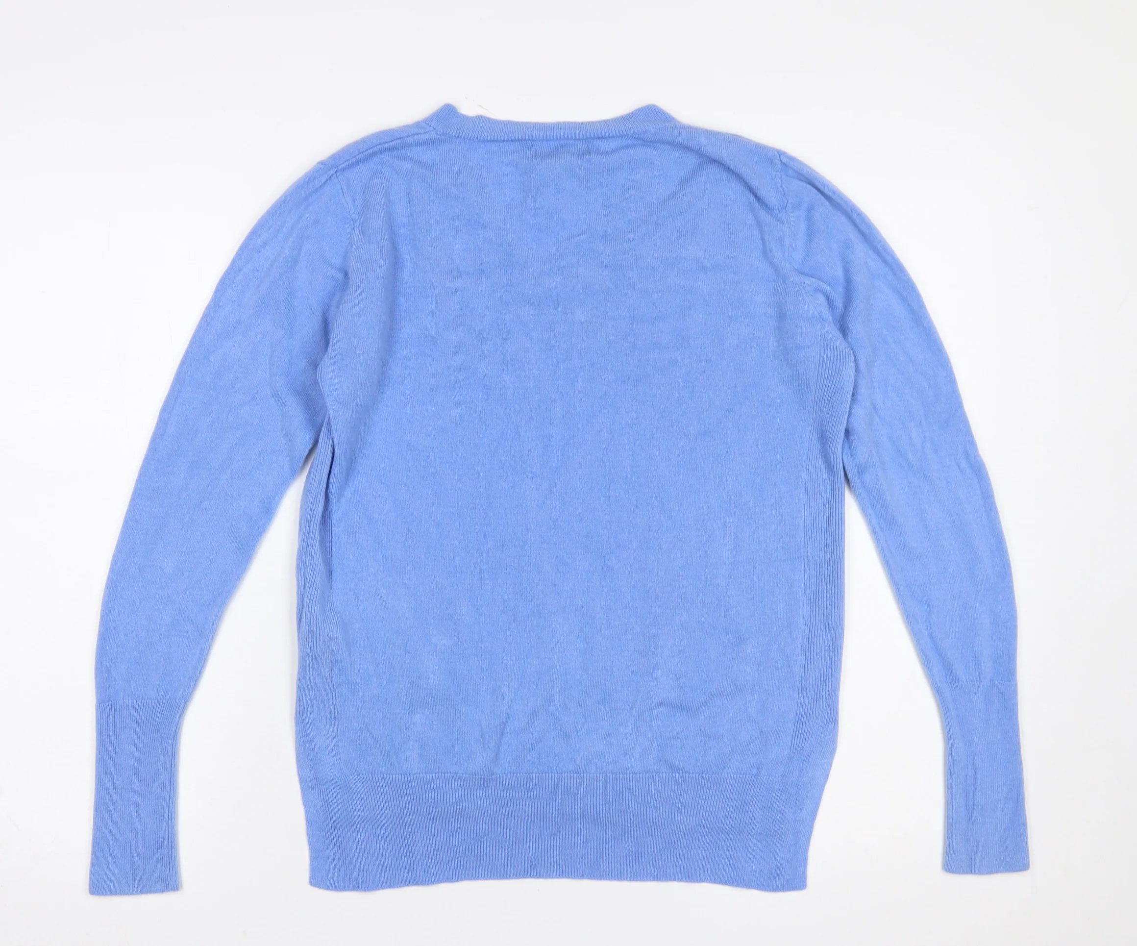 Primark Women's Blue V-Neck Acrylic Jumper Size S - Image 3