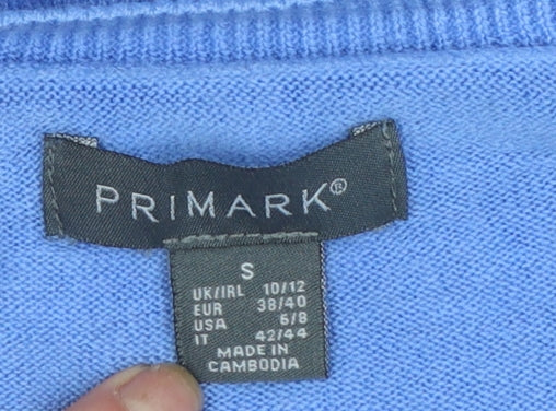 Primark Women's Blue V-Neck Acrylic Jumper Size S - Image 4