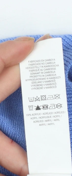 Primark Women's Blue V-Neck Acrylic Jumper Size S - Image 5