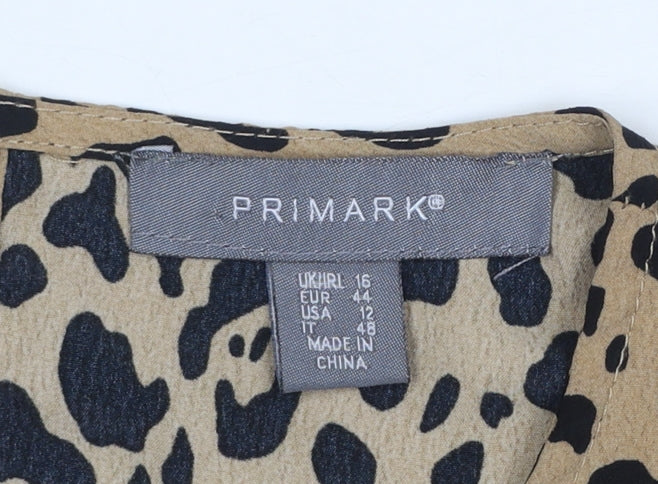 Primark Women's Brown Leopard Print Shift Dress Size 16 - Image 4