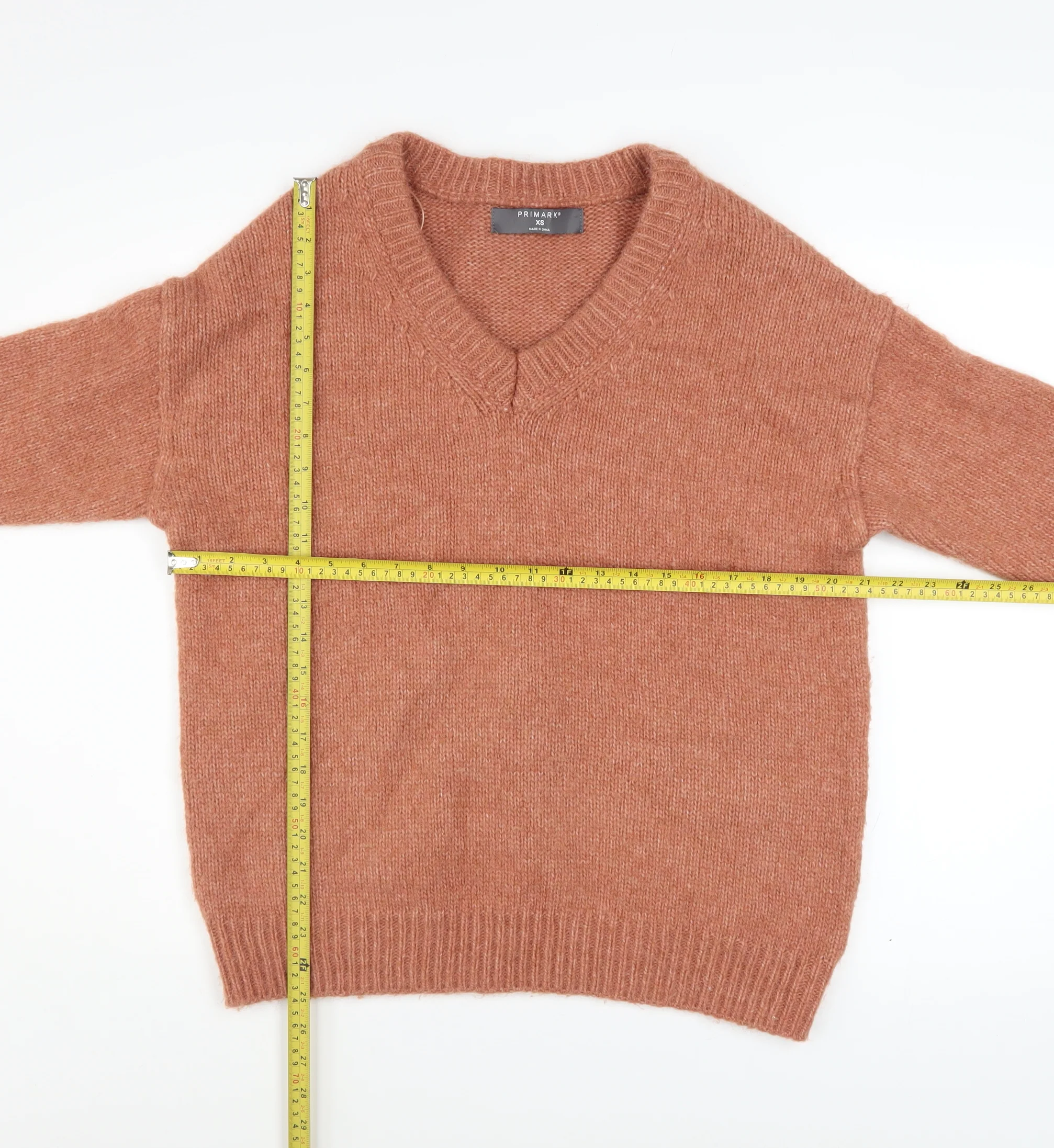 Primark Womens Brown V-Neck Knit Pullover Jumper XS - Image 2