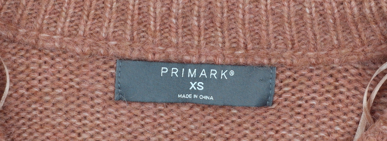 Primark Womens Brown V-Neck Knit Pullover Jumper XS - Image 4
