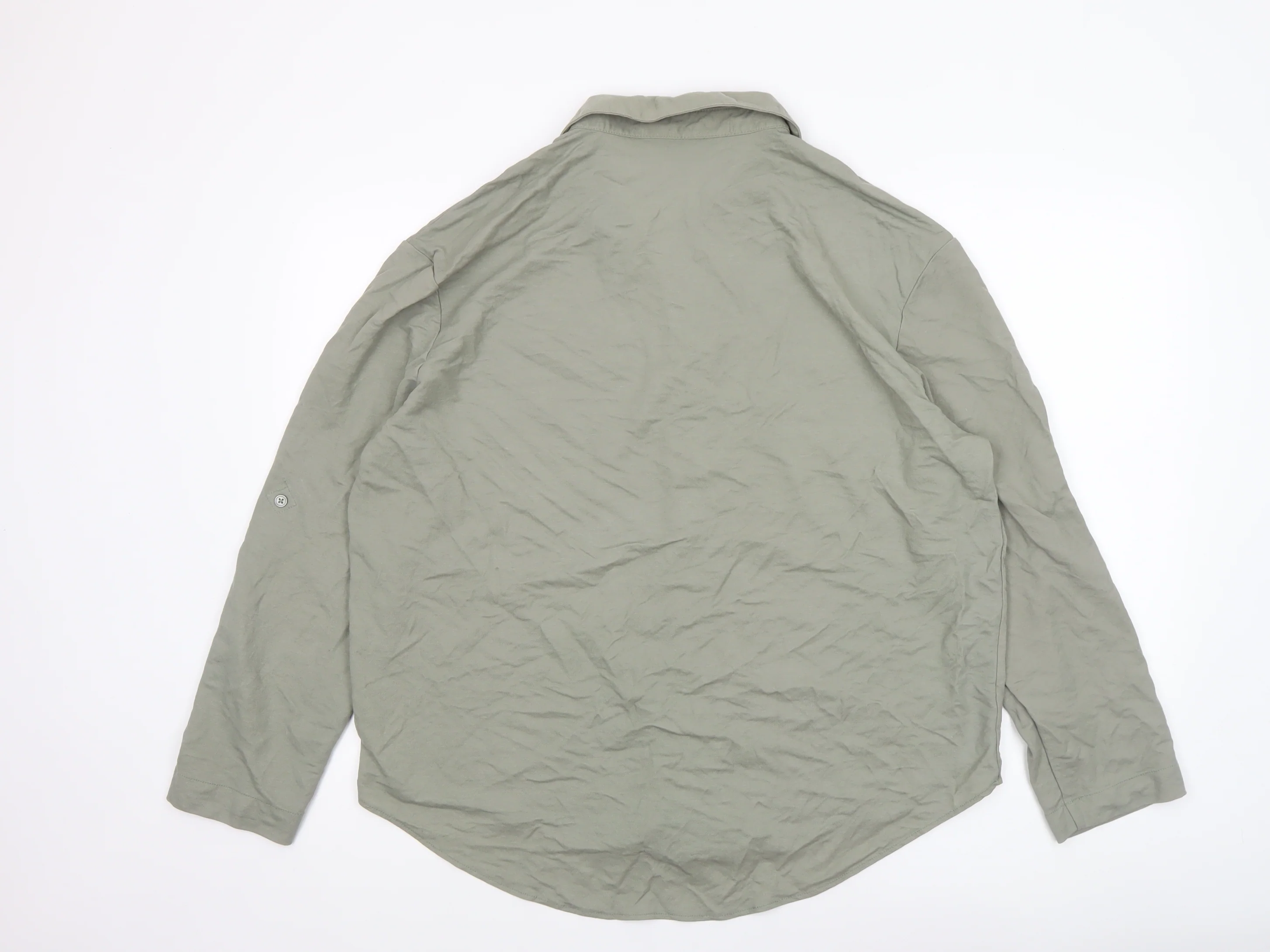 Primark Women's Green Button-Up Long Sleeve Shirt Size L - Image 3