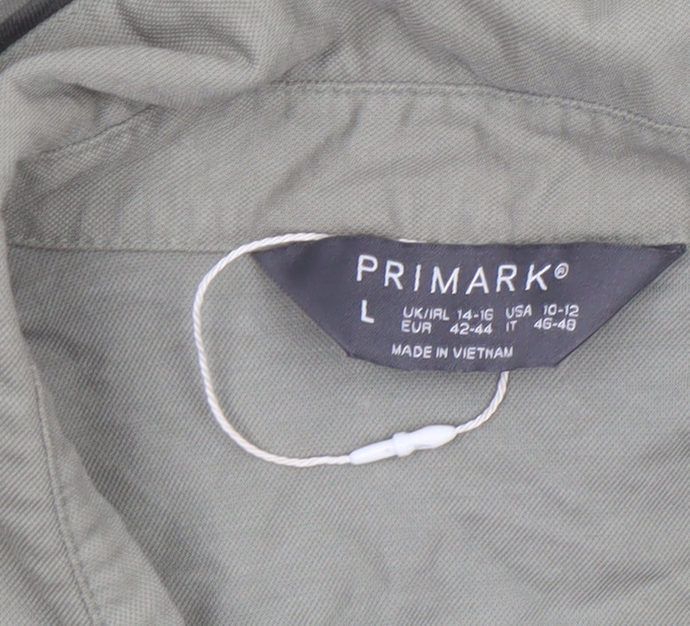 Primark Women's Green Button-Up Long Sleeve Shirt Size L - Image 5