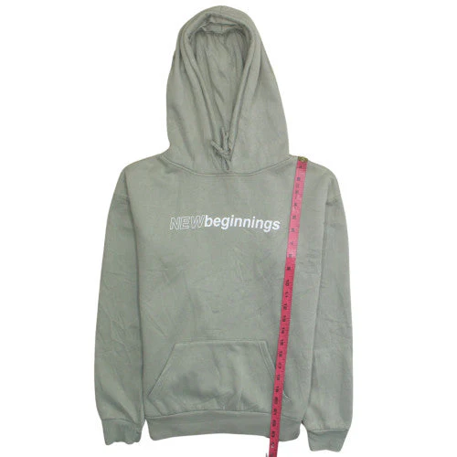 Primark Womens Green Pullover Hoodie XS 'NEW Beginnings' Fleece - Image 3