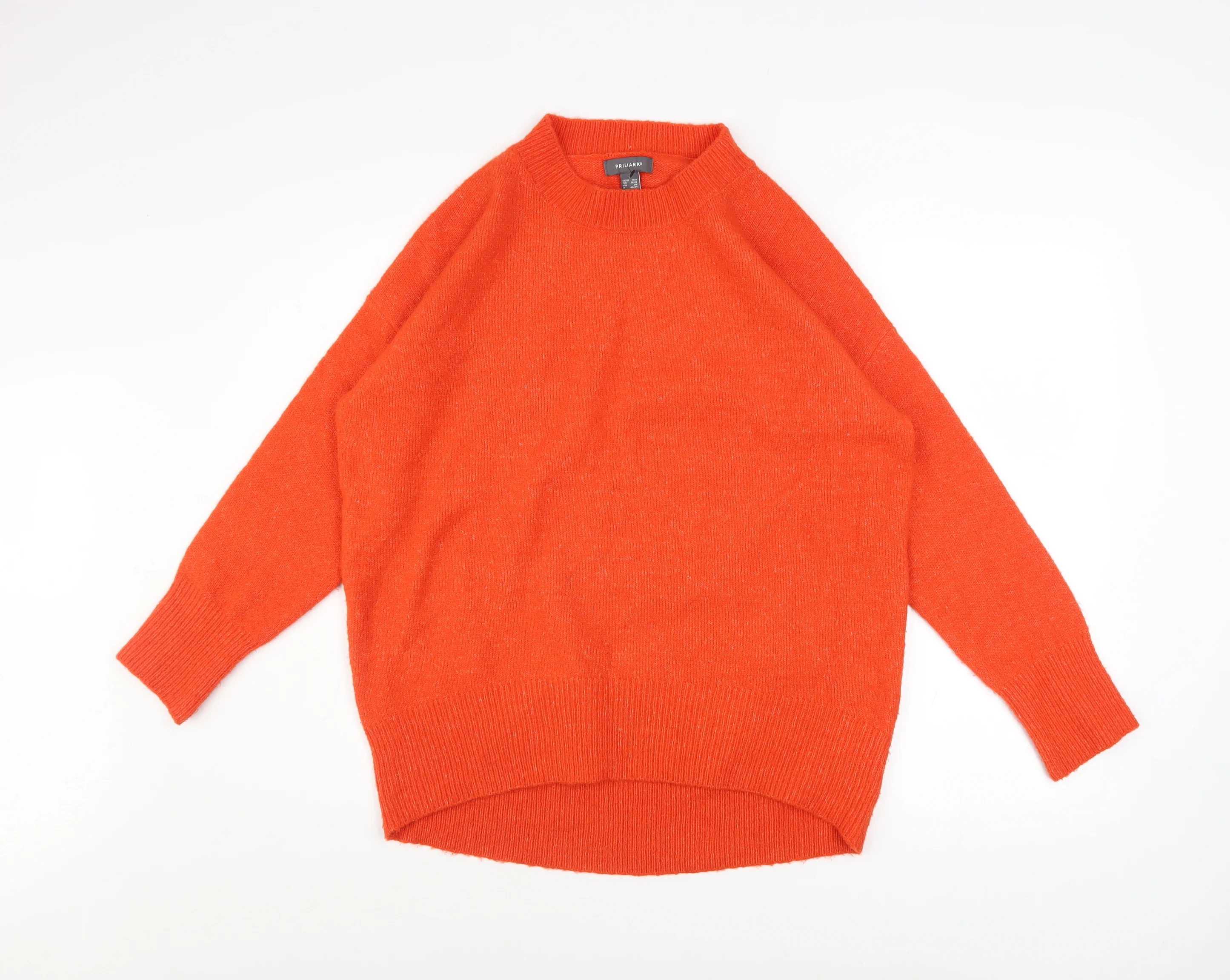 Primark Women's Orange Crew Neck Relaxed Fit Knit Jumper Size S 10/12