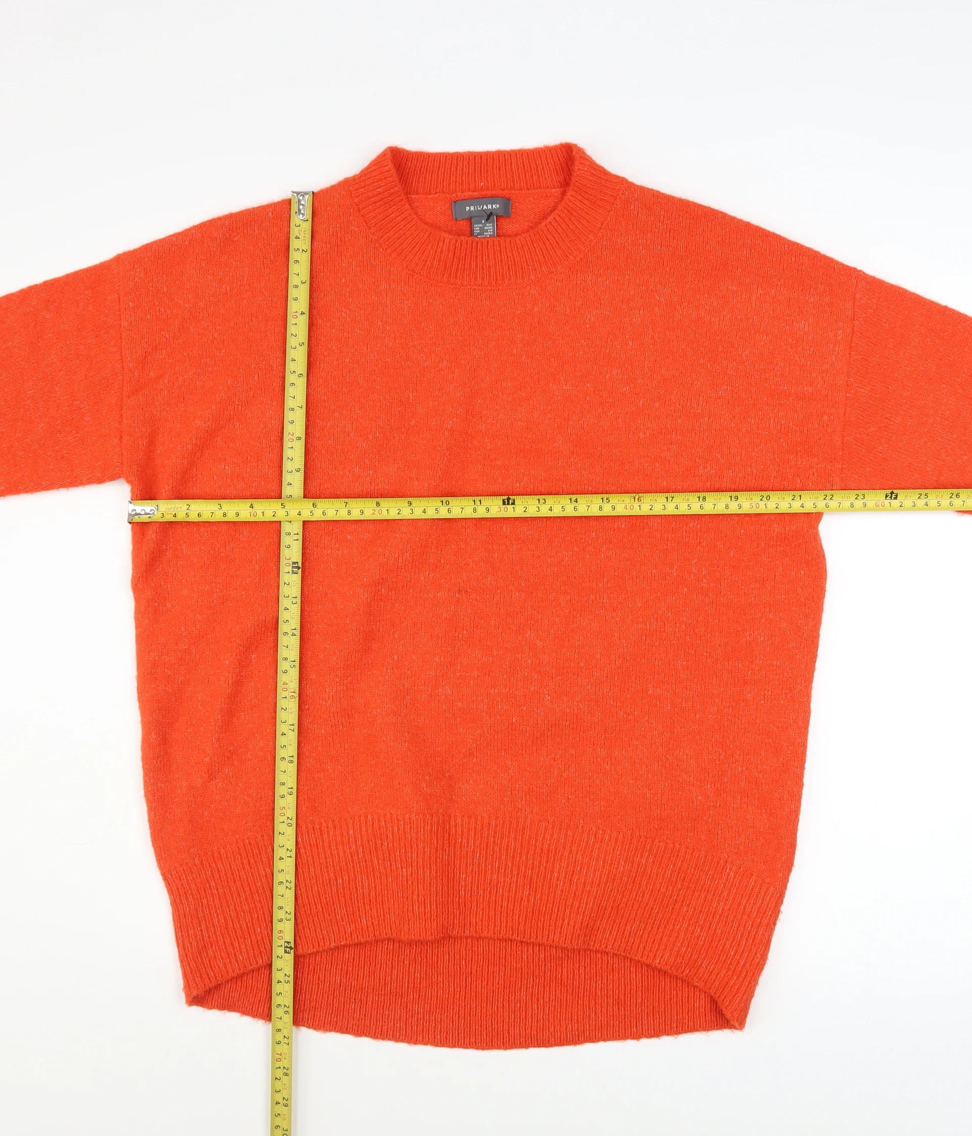 Primark Women's Orange Crew Neck Relaxed Fit Knit Jumper Size S 10/12 - Image 2