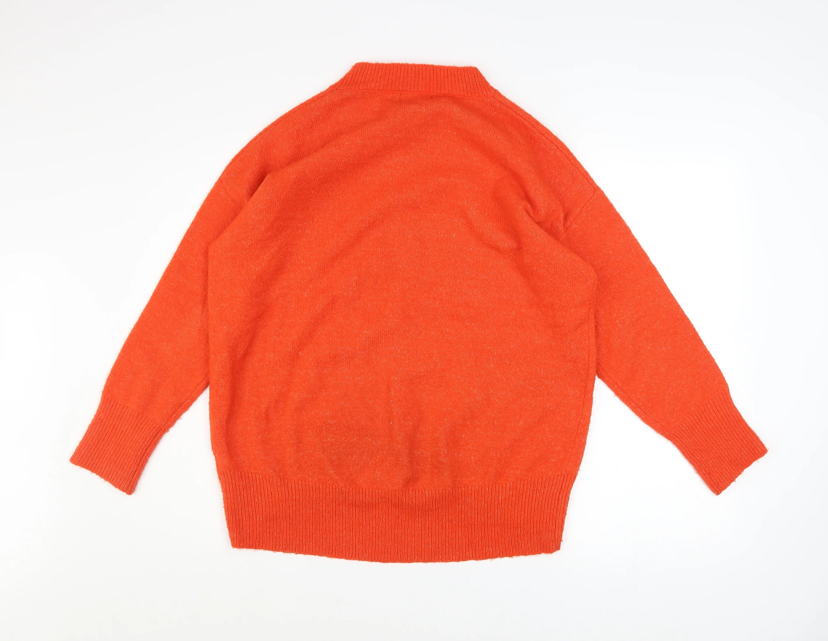 Primark Women's Orange Crew Neck Relaxed Fit Knit Jumper Size S 10/12 - Image 3
