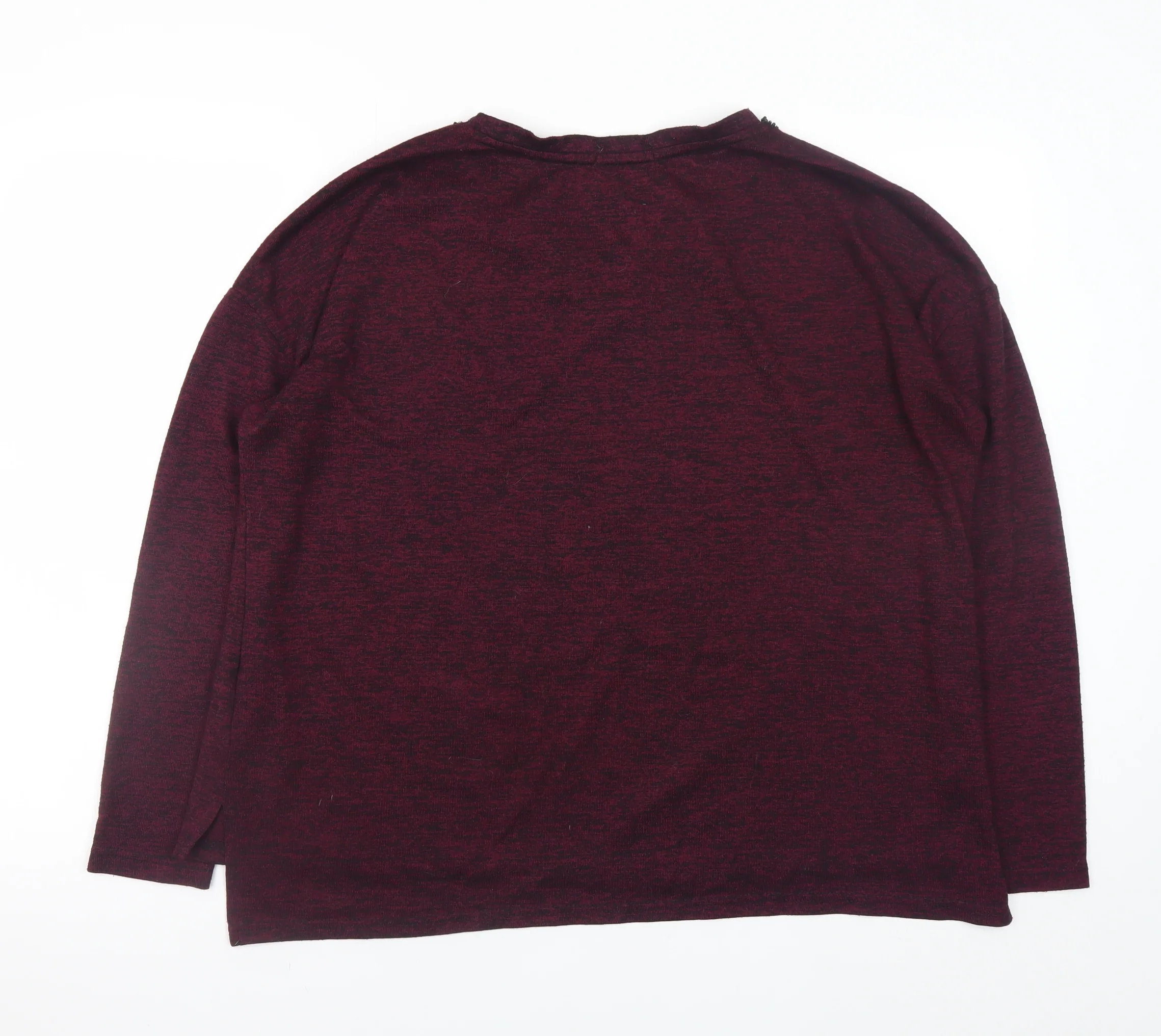 Primark Women's Purple Beaded Neck Long Sleeve Knit Blouse Size L - Image 3