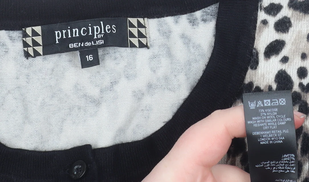 Principles by Ben de Lisi Women's Beige Leopard Cardigan Size 16 - Image 5