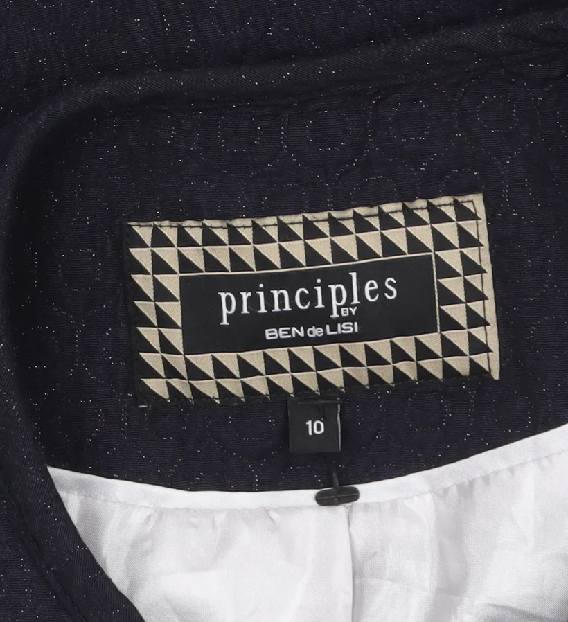 Principles by Ben de Lisi Women's Black Metallic Tweed Biker Jacket Size 10 - Image 5