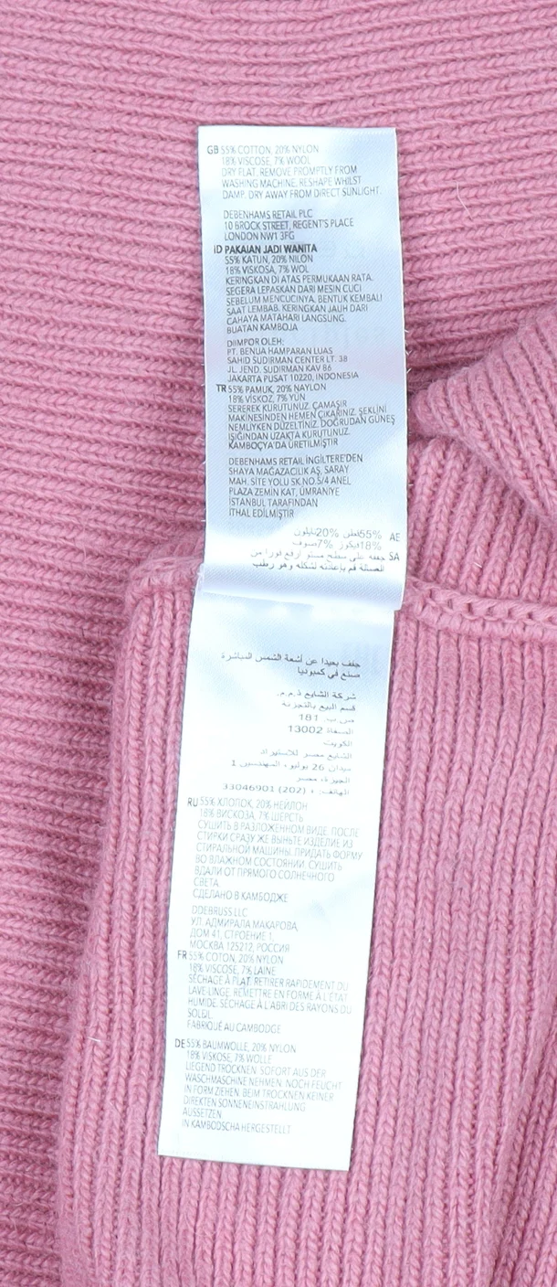 Principles by Ben de Lisi Women's Pink Mock Neck 3/4 Sleeve Knit Jumper Size 18 - Image 4