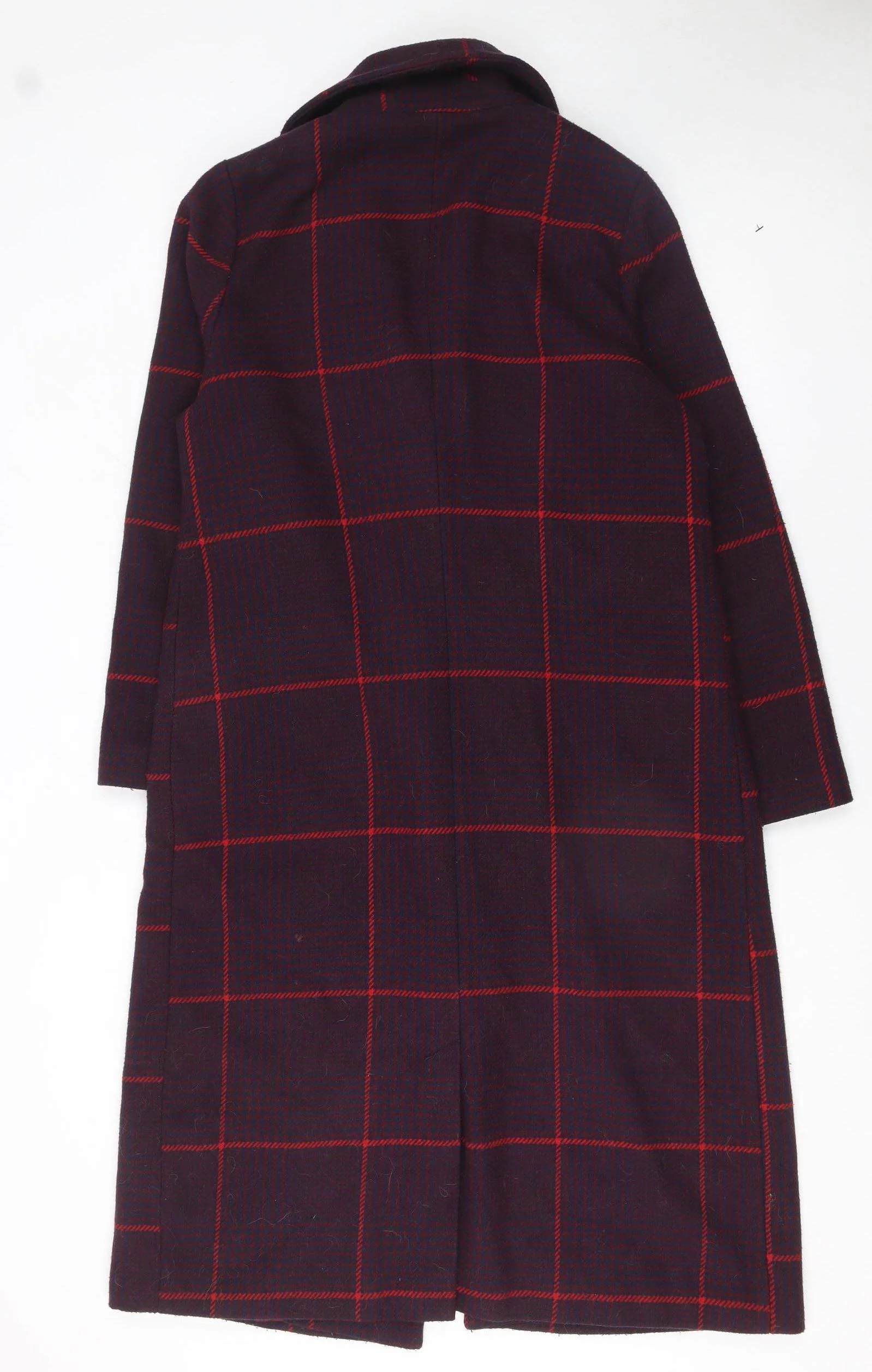 Principles by Ben de Lisi Women's Purple Check Wool Blend Overcoat Size 14 - Image 3