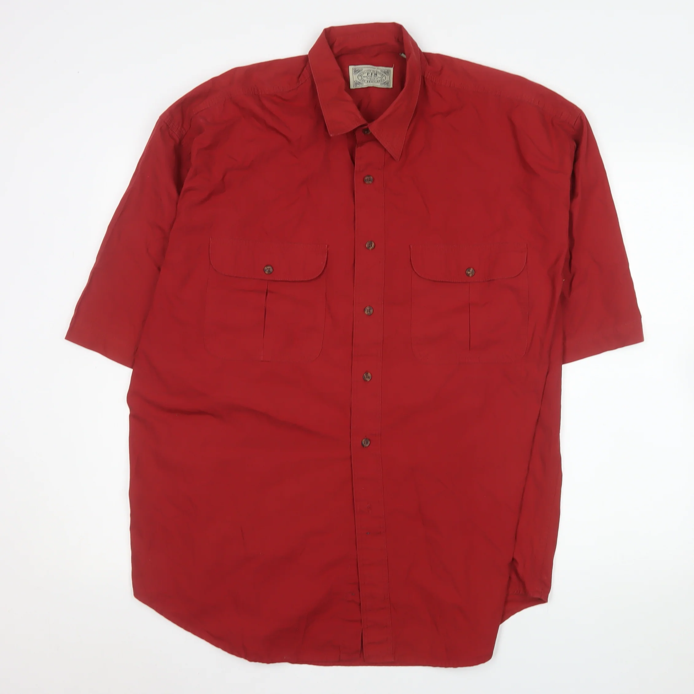 Principles For Men Red Short Sleeve Button-Up Shirt Size L