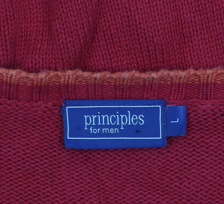 Principles Men Red Cotton V-Neck Pullover Jumper Size L - Image 5