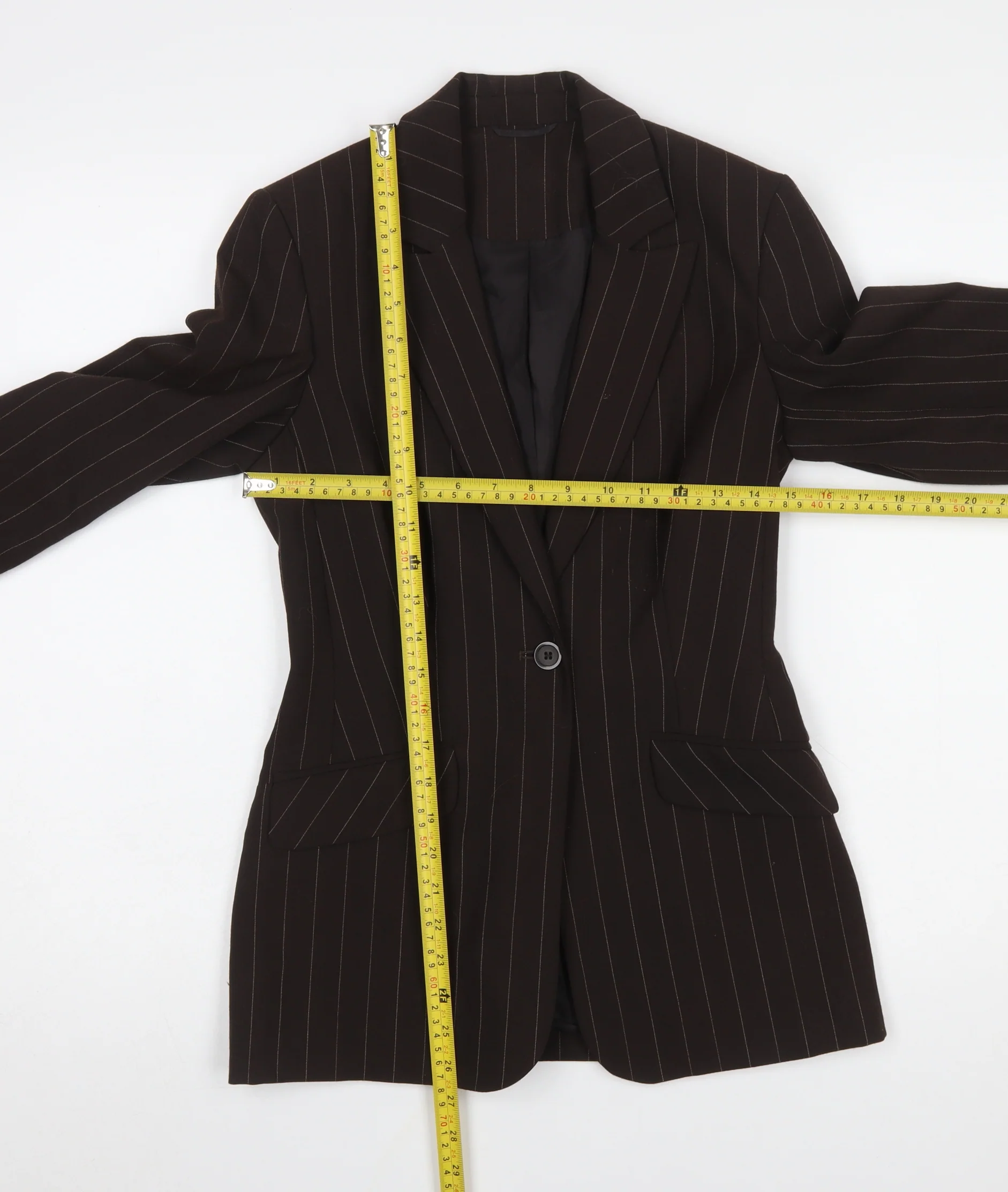 Principles Petite Brown Pinstripe Blazer Womens Size 6 Single Breasted - Image 2