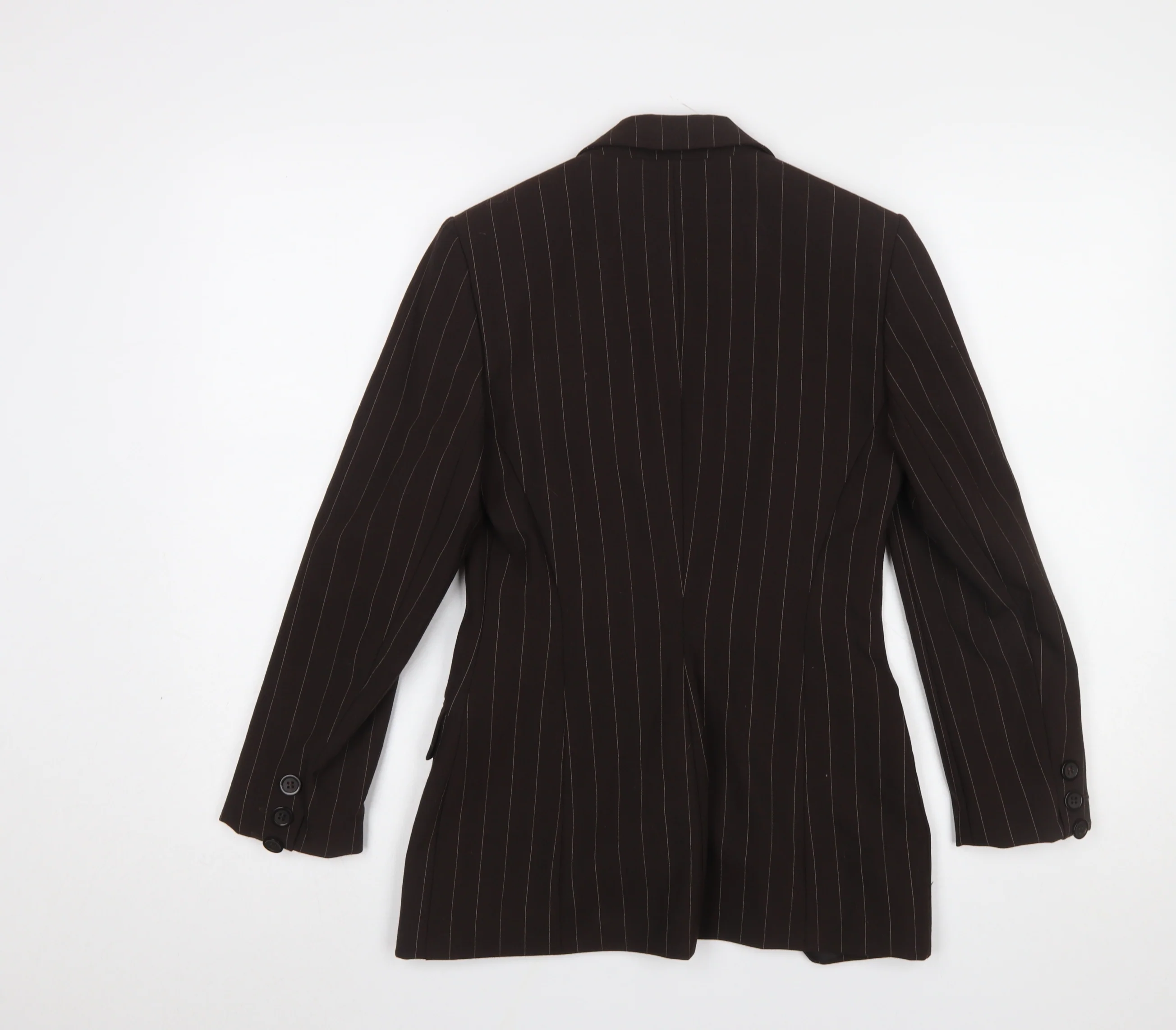 Principles Petite Brown Pinstripe Blazer Womens Size 6 Single Breasted - Image 3